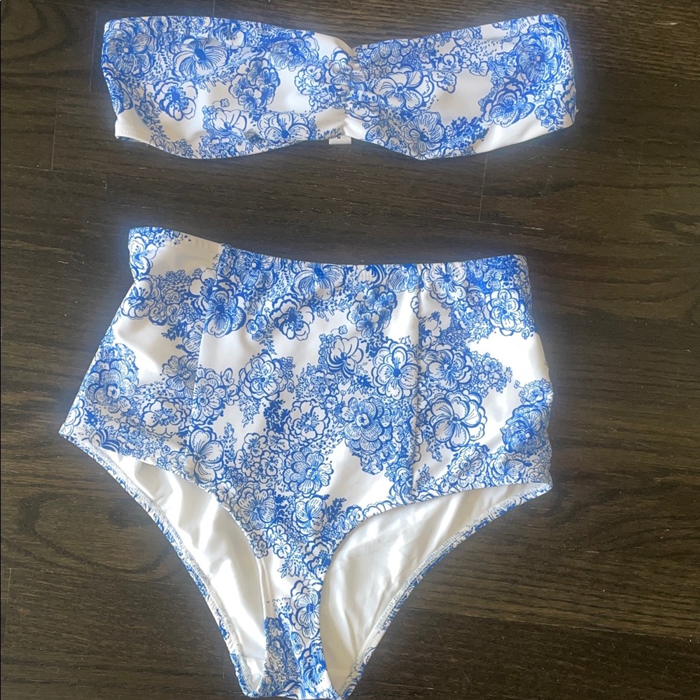 American Apparel Blue and White Floral Bikini